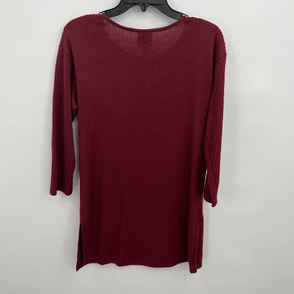 Bobeau Maroon Round Neck Long Sleeves Ribbed Knit Tunic Size S - Picture 4 of 4